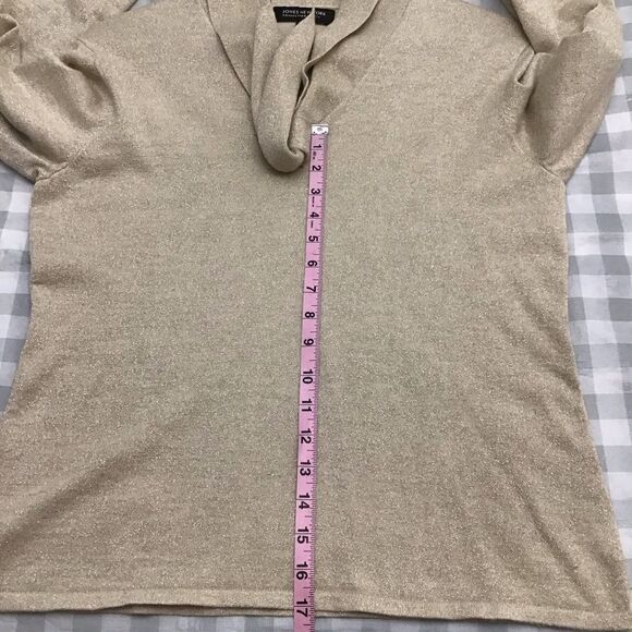 JONES NewY collection Petite top bow tie detailed knit sweater beige gold large - Picture 7 of 11